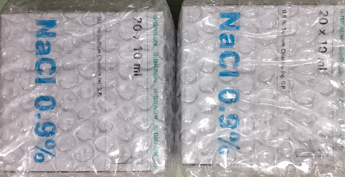 B Braun 0.9% Sodium Chloride Inj. BP 20 x 10ml ampoules per box (2 boxes bundle)
