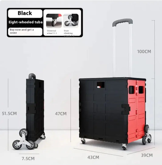 Foldable Shopping Trolley with 8 round wheels