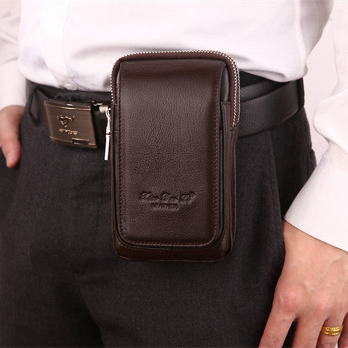 Genuine Leather Waist Bag - Multi-Functional Phone Holder